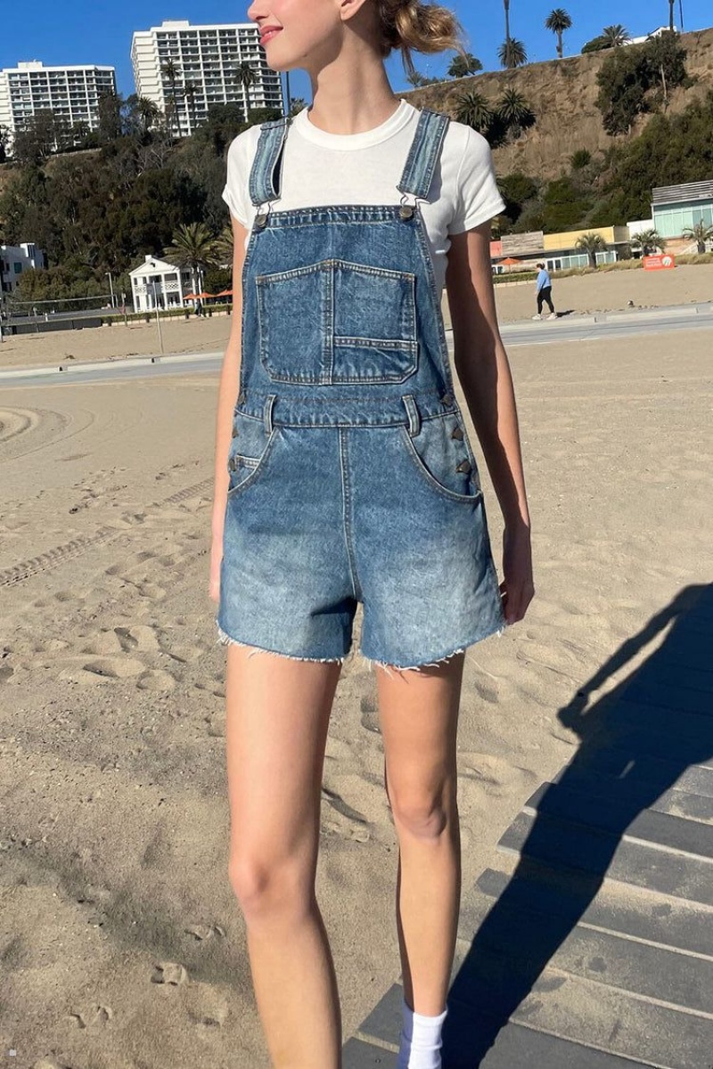 Short Brandy Melville Hayley Overall Bleu Foncé | OGR-89728210